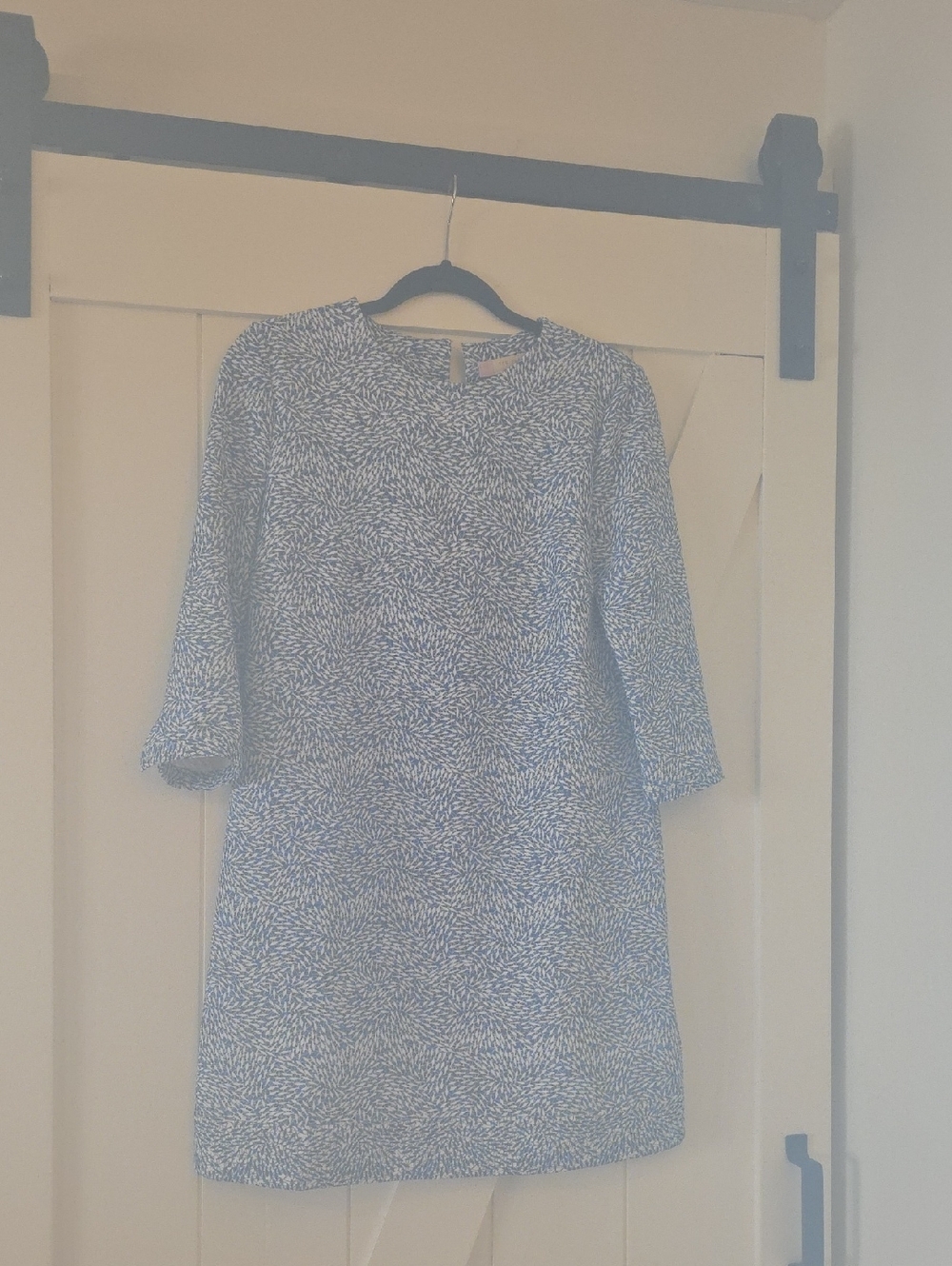 Ted Baker Navy and White Printed Long-Sleeve Shift Dress